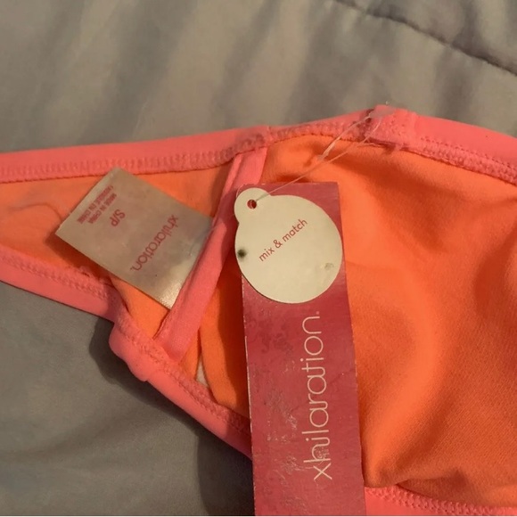 Women’s Bandeau Bikini Swim Top Strapless S Small 3 4 5 6 Coral Orange NEW w Tag - Picture 3 of 3